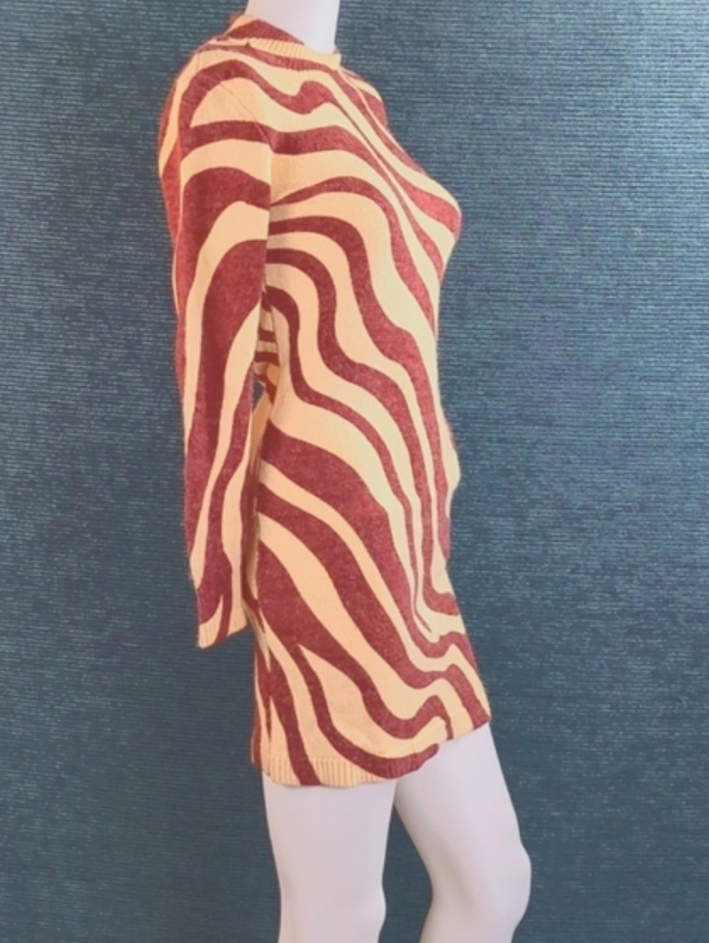 Zara Zebra Striped Jacquard Wool Blend Sweater Dress Perfect For Fall!! - Picture 8 of 16